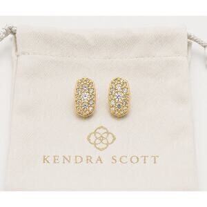 Kendra Scott Grayson Crystal Stud Earrings White Crystal Gold